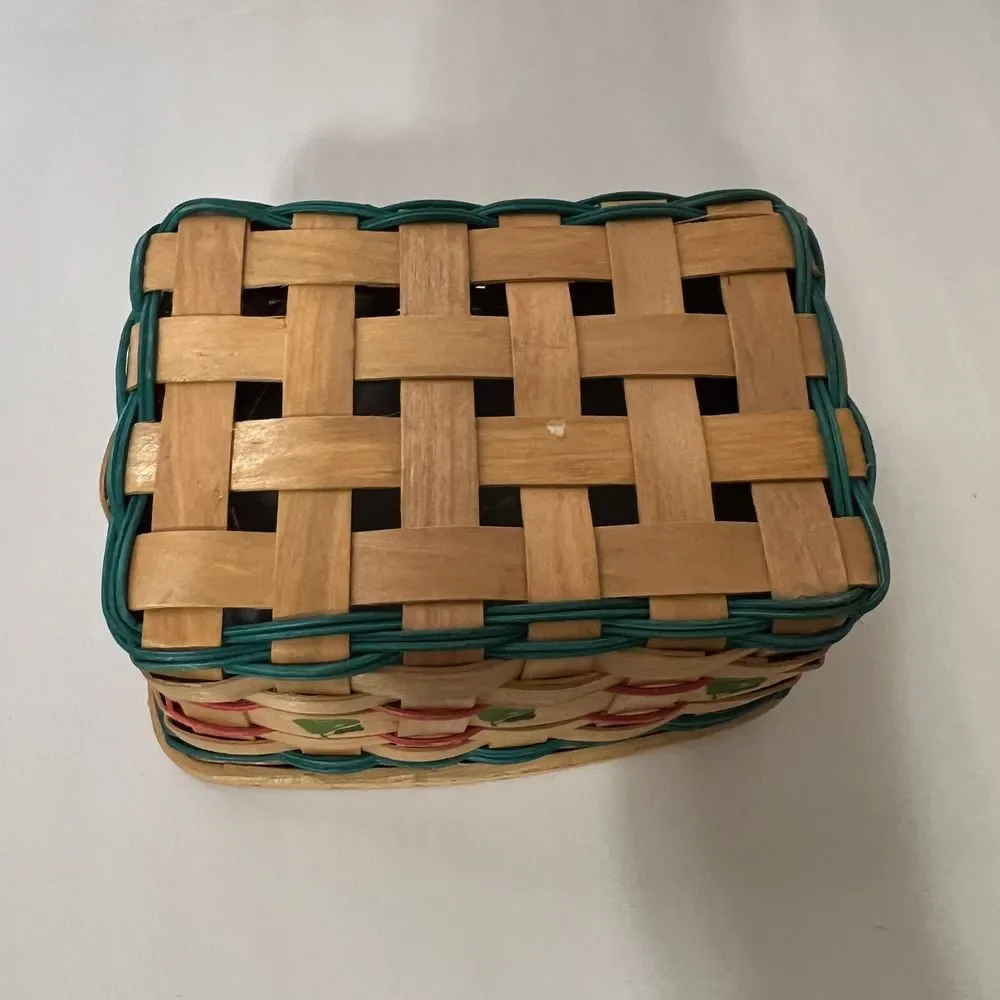 Vintage Handwoven‎ Decorative Basket with Pear Design Woven Storage